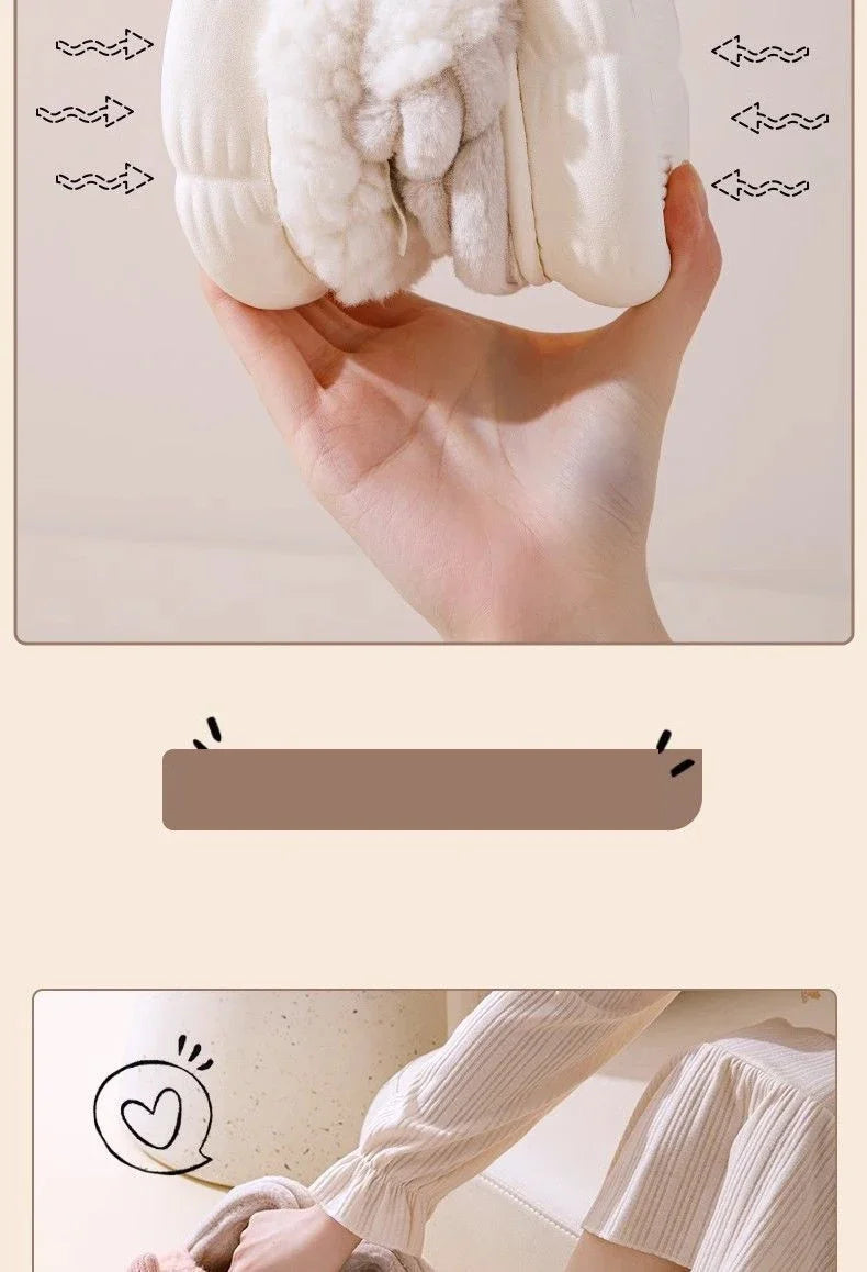 Thick Soled Non Slip Home Plush Slippers 2025 New Cotton Slippers for Women Bow Slippers for Autumn and Winter Warm for Women