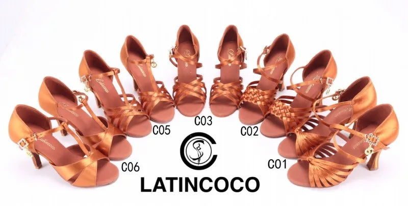 SW Latin Dance Premium Elegant Professional Women's Medium High Heel Soft Sole Ballroom Competition Dance Shoes for Practice