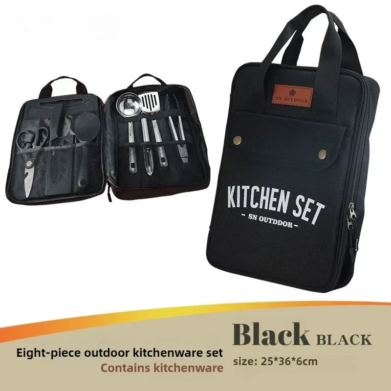Outdoor Camping Kitchenware 8-Piece Set Comes with A Full Set of Thickened Cookware Storage Kit Cutlery Camping Supplies Tools