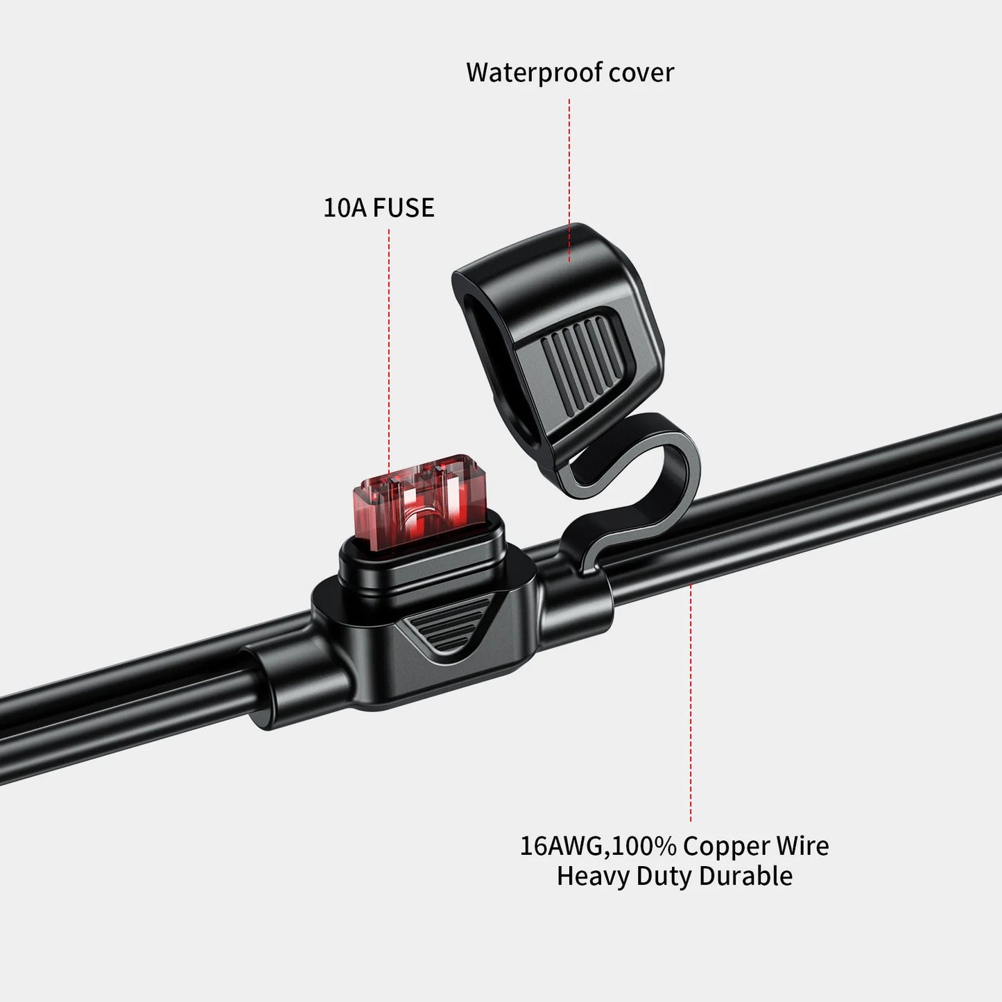 60cm/180cm Quick Release SAE Cable w/ 10A Fuse Terminal O Connector Battery Charger Extension Adapter Wire 16AWG Terminal