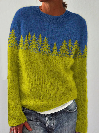 2025 Spring Knitted Women Sweater Print O-neck Long Sleeve Casual Loose Sweaters Female Winter Elegant Trendy Ladies Clothes