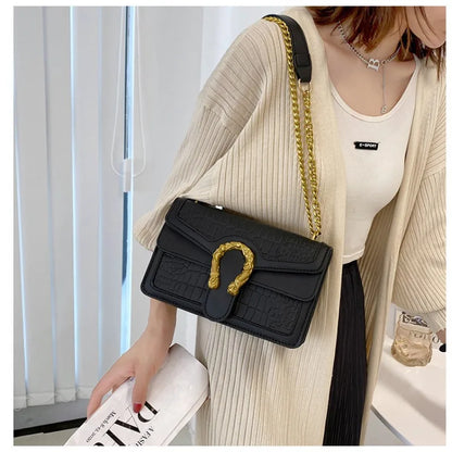 Fashion Printed Chain Shoulder Bag for Women, Trendy Small Square Crossbody, Travel Shopping Gift for Girlfriend