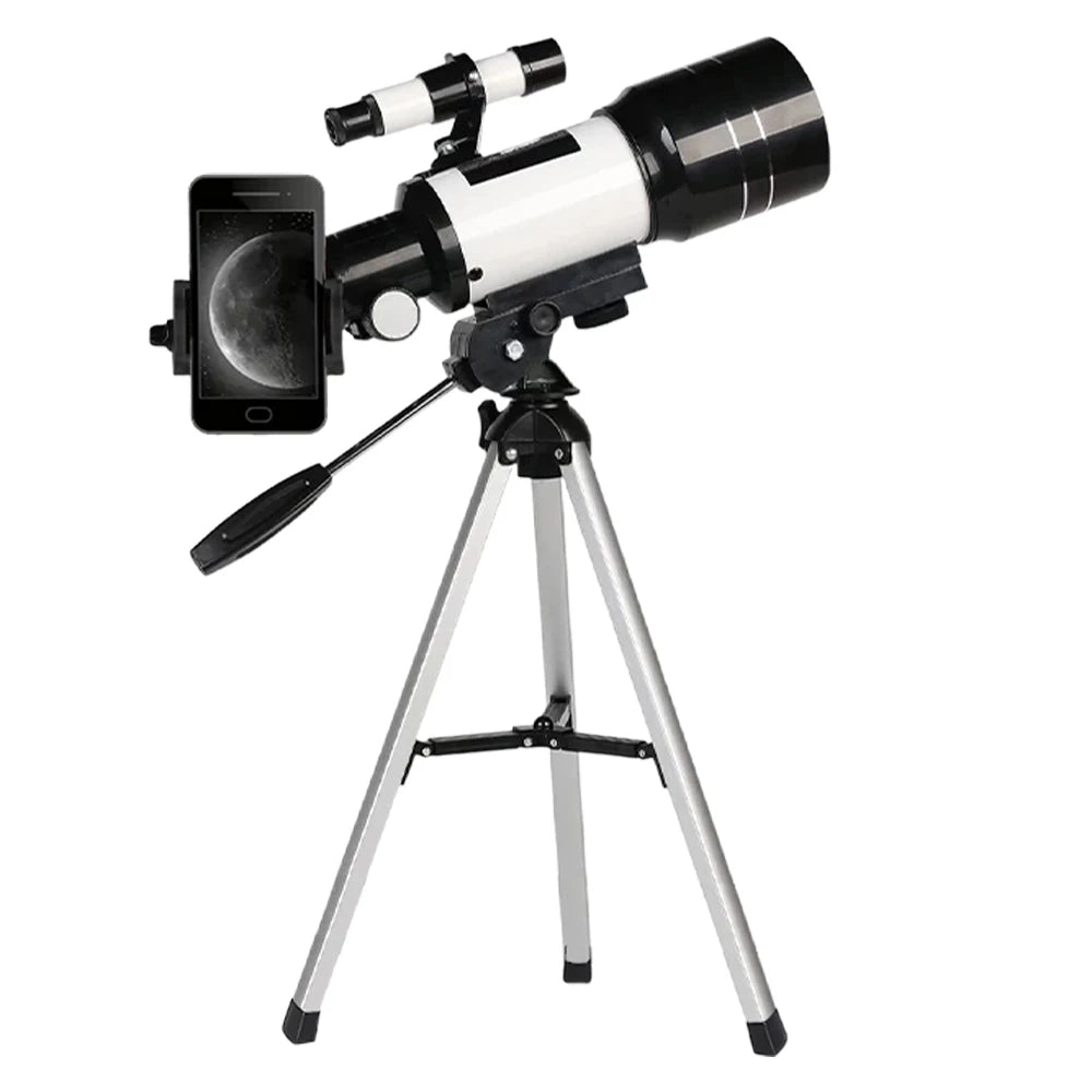 150X Astronomical Telescope , 70mm Aperture Refractor Portable Travel Telescope with Phone Adapter &Wireless Remote