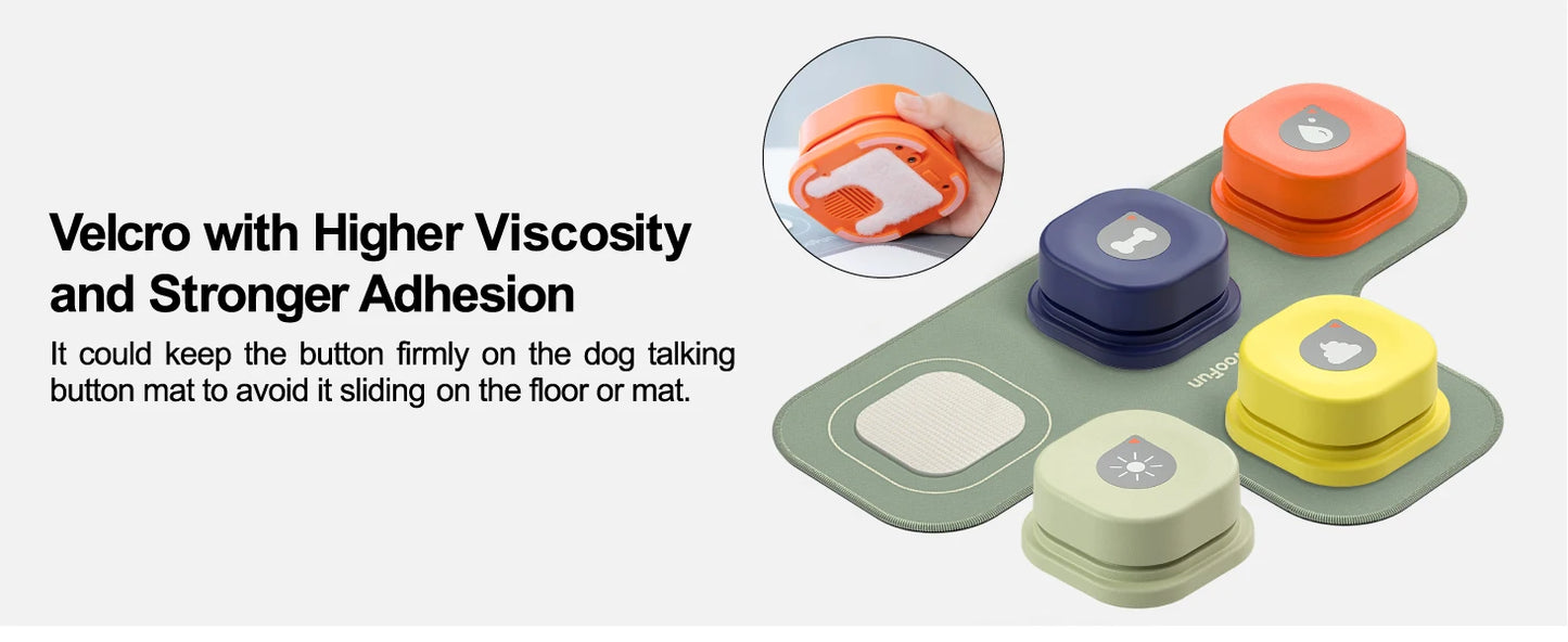 Mewoofun Dog Buttons with Rubber Mat Recordable Dog Talking Buttons Set Communication Starter Pack Dog Training Speaking Buttons