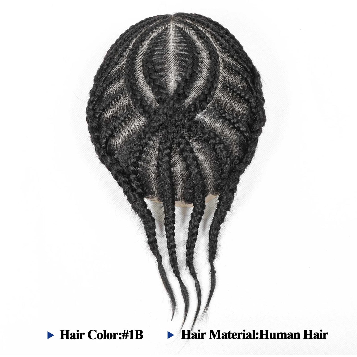 Cornrow Box Braided Men's Toupee Full Lace Male Toupee For Men Hairpieces Black Human Hair Wigs Replacement Systems Hair Patch