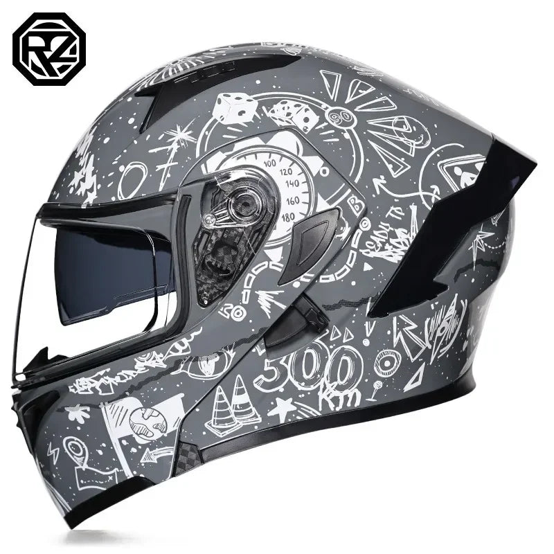 Full Face Motorcycle Helmet for Men and Women - Dual Lens Anti-Fog All Season Riding