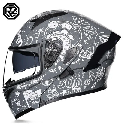 Full Face Motorcycle Helmet for Men and Women - Dual Lens Anti-Fog All Season Riding