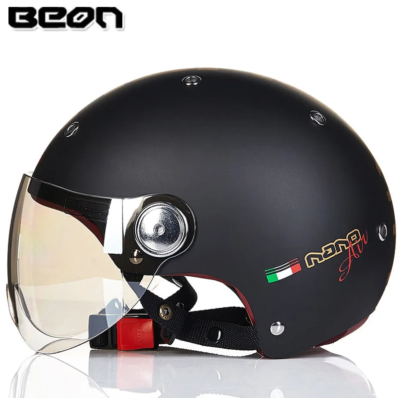 BEON Motorcycle Helmet for Adult and Child All Seasons Electric Vehicle Half Helmet Summer Sun Protection Helmet Motorcycle