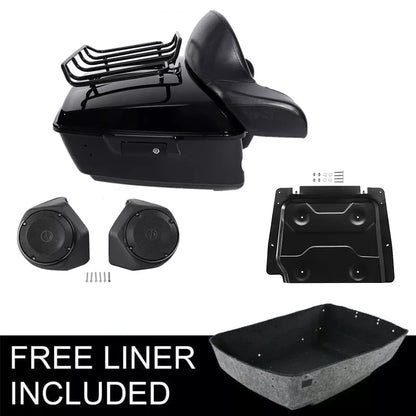 Motorcycle King Trunk Backrest Pad Speakers For Harley Touring Trunk Road King Street Glide 2014-2025