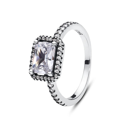 Original 925 Sterling Silver Ring Love Heart Pave CZ Crystal Stackable Rings For Women Wedding Engagement Birthday Gift Jewelry