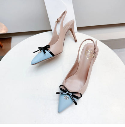 Heels Sandals Gladiator Summer Luxury Brand 2026 Bow Women High Heels Pointed Toe Designer Elegant Slingbacks Party Ladies Shoes