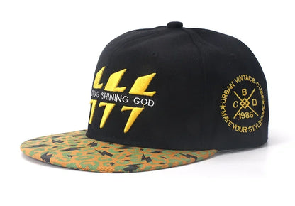 Hip Hop Baseball Cap For Men Cotton Embroidered Lightning Snap Back Hats Women Outdoor Casual Sports Sunshade Gorra Dropshipping