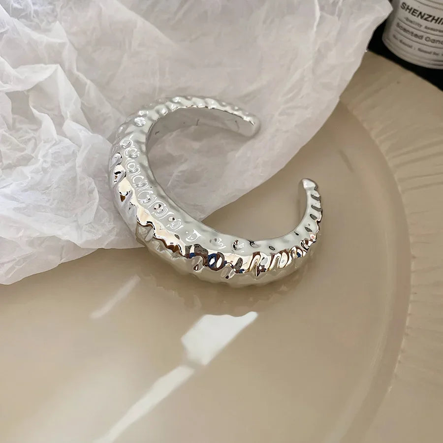 Punk Silver Color Acrylic Cuff Bracelet for Women Men Geometric Round Wide Bracelets Bangles Party Hand Accessories Gifts F