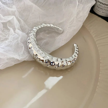 Punk Silver Color Acrylic Cuff Bracelet for Women Men Geometric Round Wide Bracelets Bangles Party Hand Accessories Gifts F