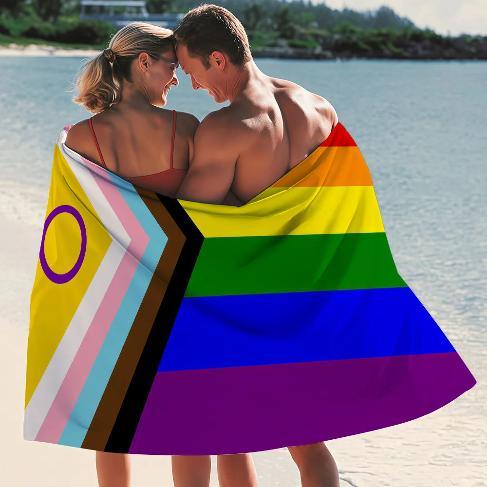 LGBT Gay Rainbow Pride Towel Quick Dry Absorbent Beach Towel for Sports, Fitness, Swimming and Outdoor Activities