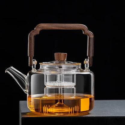 JUSTINLAU Glass Teapot 1300ML Integrated Steaming and Boiling Teapot Thickened Filter Kung Fu Tea Set for Electric Pottery Stove