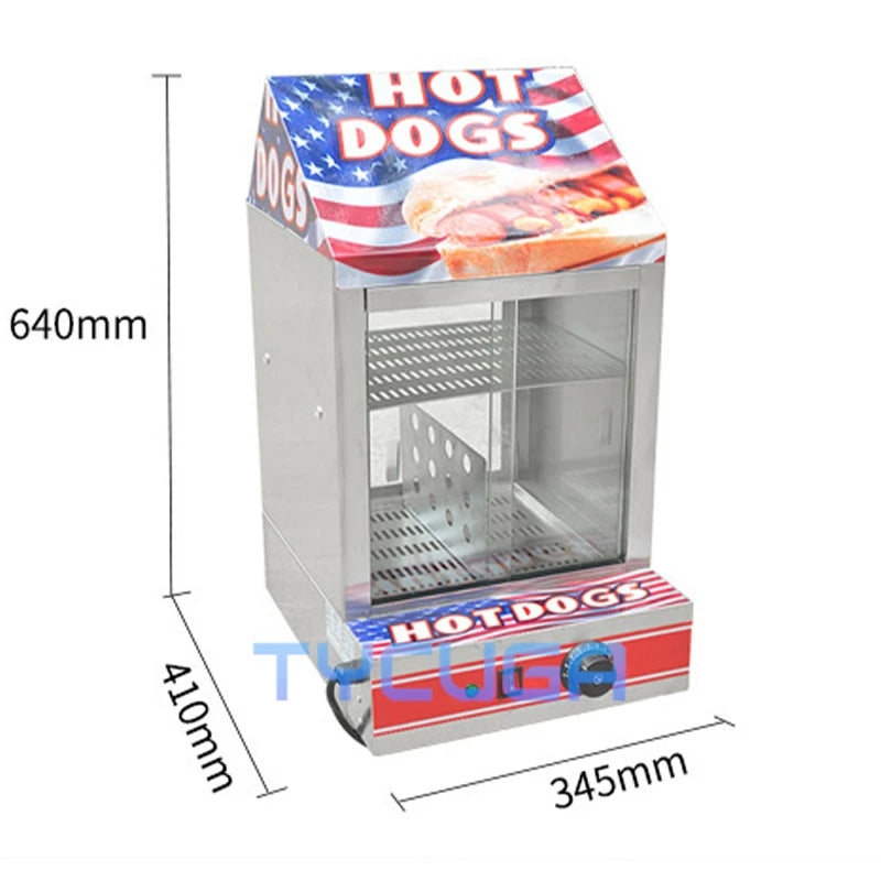 Commercial Hot Dog Warmer Cabinet Stainless Steel Display Heater 1200W Food Warming Showcase With Temperature Control for Food