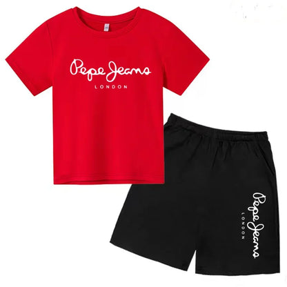 Kids Summer Fashion Casual Set - Boys Girls Toddler Clothes Charming Letter Print T-shirt with Short Sleeves And Shorts 3-12 Yea
