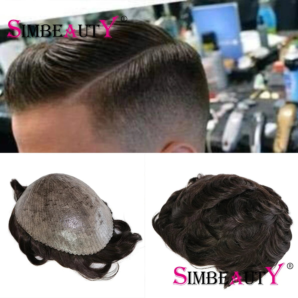 Super Micro Skin Grey 1B65 1B40 Human Hair Toupee Natural Hairline Hair Loss Solution Durable Black White Prosthes Replacement S