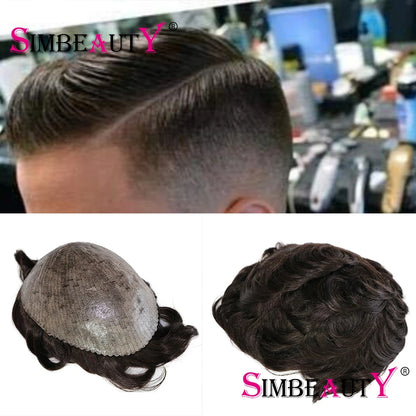 Super Micro Skin Grey 1B65 1B40 Human Hair Toupee Natural Hairline Hair Loss Solution Durable Black White Prosthes Replacement S