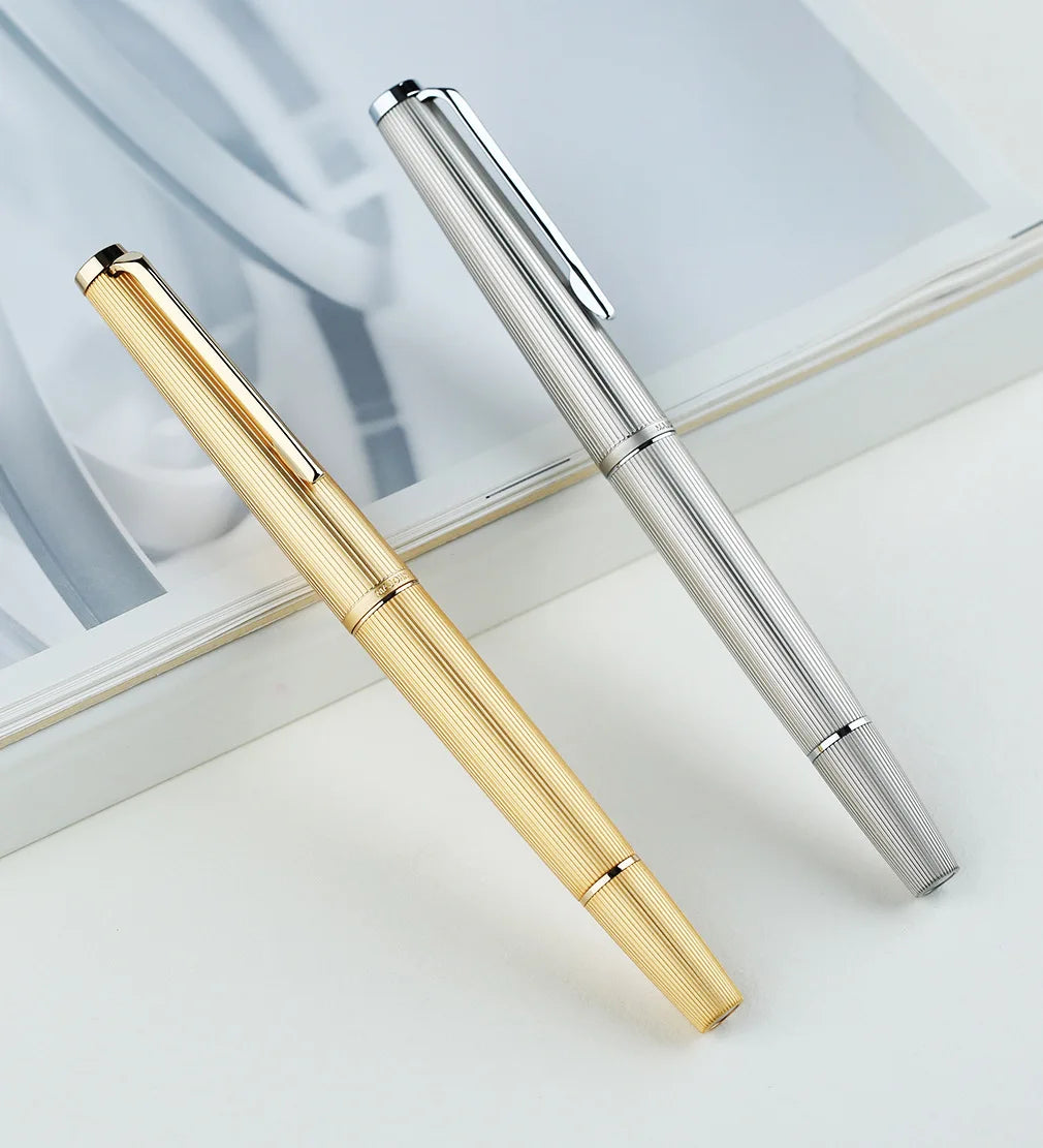 Limited MAJOHN B32 Metal Strive Piston Fountain Pen with Butterfly F Tip Student Adult Iridium Writing Ink Pen Office Supply