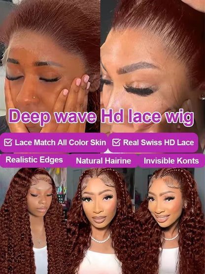 13X4 Chocolate Brown Lace Front Wigs Brazilian 13X6 Hd Lace Frontal Wig 100% Brown Curly Human Hair Pre Plucked Wigs For Women