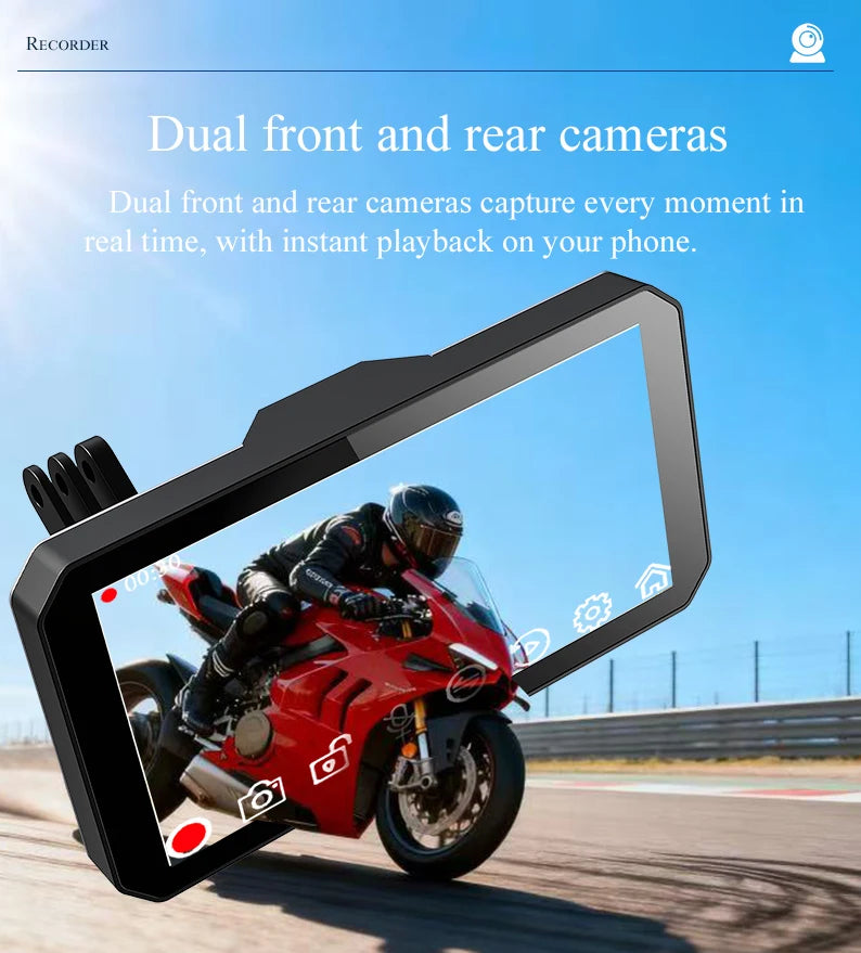 Gallop Sprite 6 inch Motorcycle GPS Navigation Wireless CarPlay Android Auto DVR Drive Recorder Portable Moto Monitor IPX7