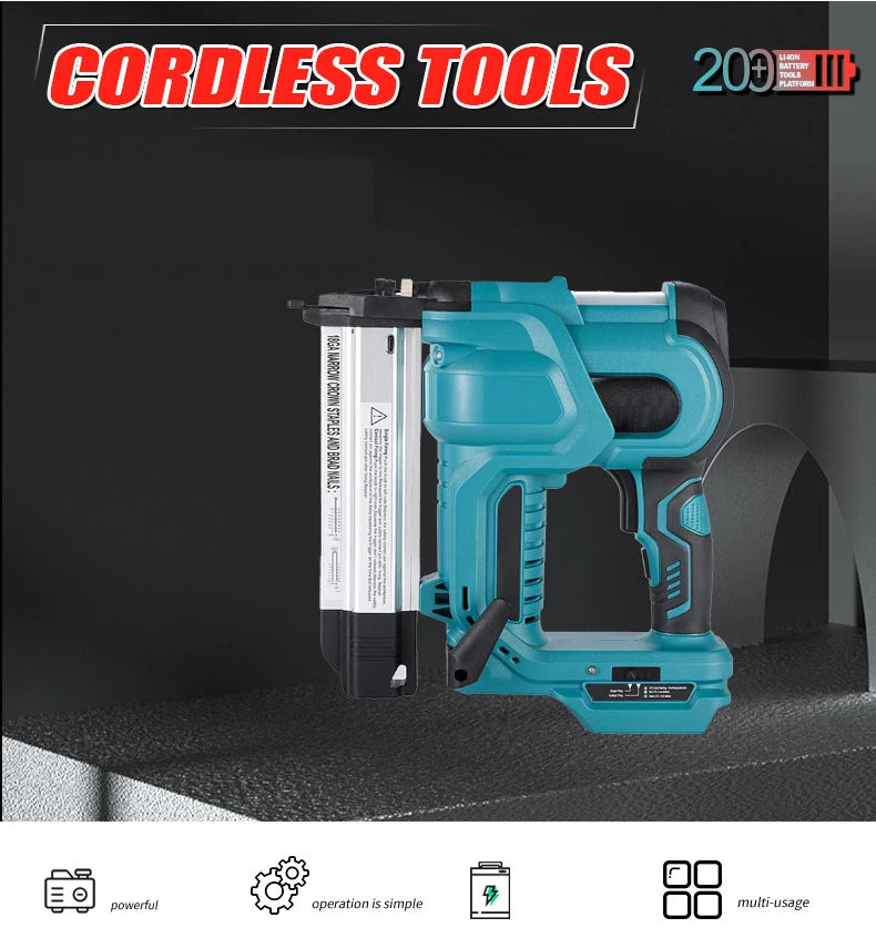 Brad Nailer Electric, 2-in-1 18G Nail Gun & Staple Gun for Woodworking, Flooring, Roofing and Upholstery Straight/N-Shape Nails