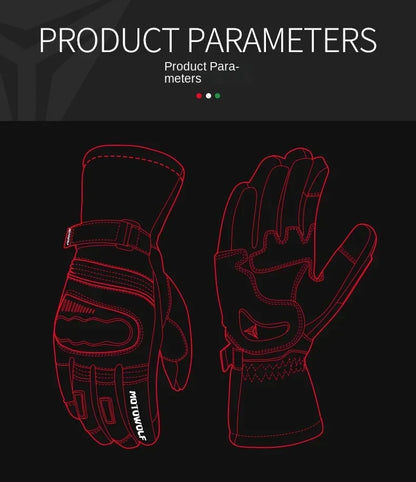 Motowolf Winter Motorcycle Riding Gloves Waterproof Leather Warm Riding Protection Gear for Motorcyclists gp Sports Accessories