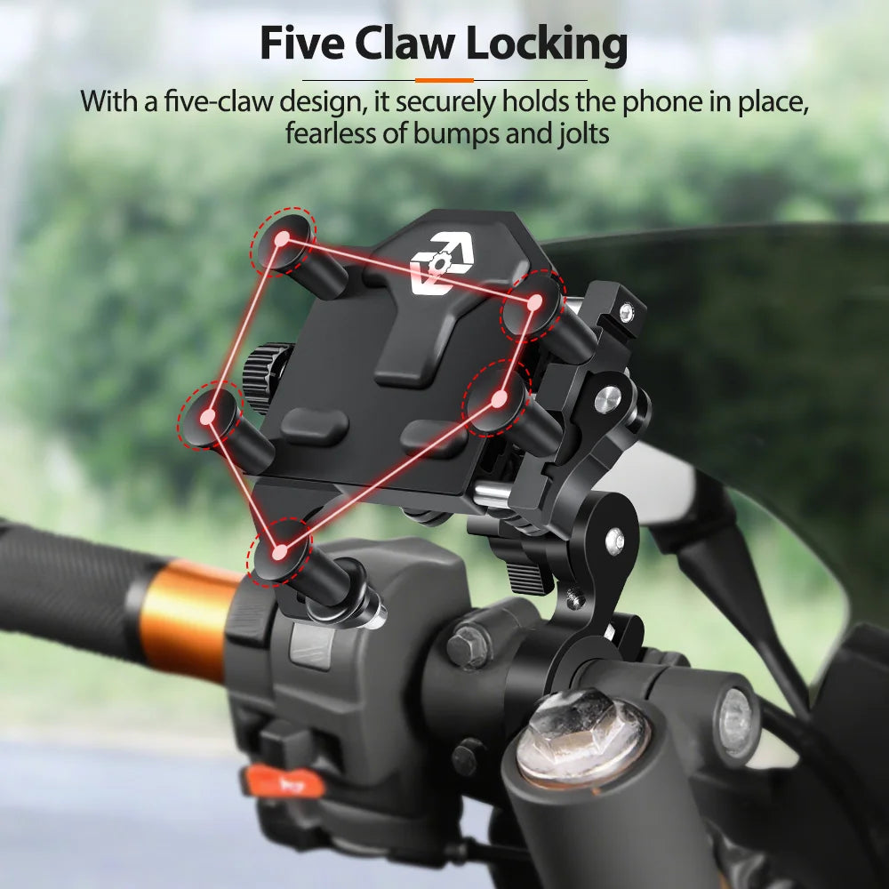 Motorcycle Phone Holder Universal Aluminum Alloy Shock-Absorbing Motos Handlebar Navigation Bracket 360° Rotary Adjustable Stand