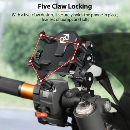 Motorcycle Phone Holder Universal Aluminum Alloy Shock-Absorbing Motos Handlebar Navigation Bracket 360° Rotary Adjustable Stand