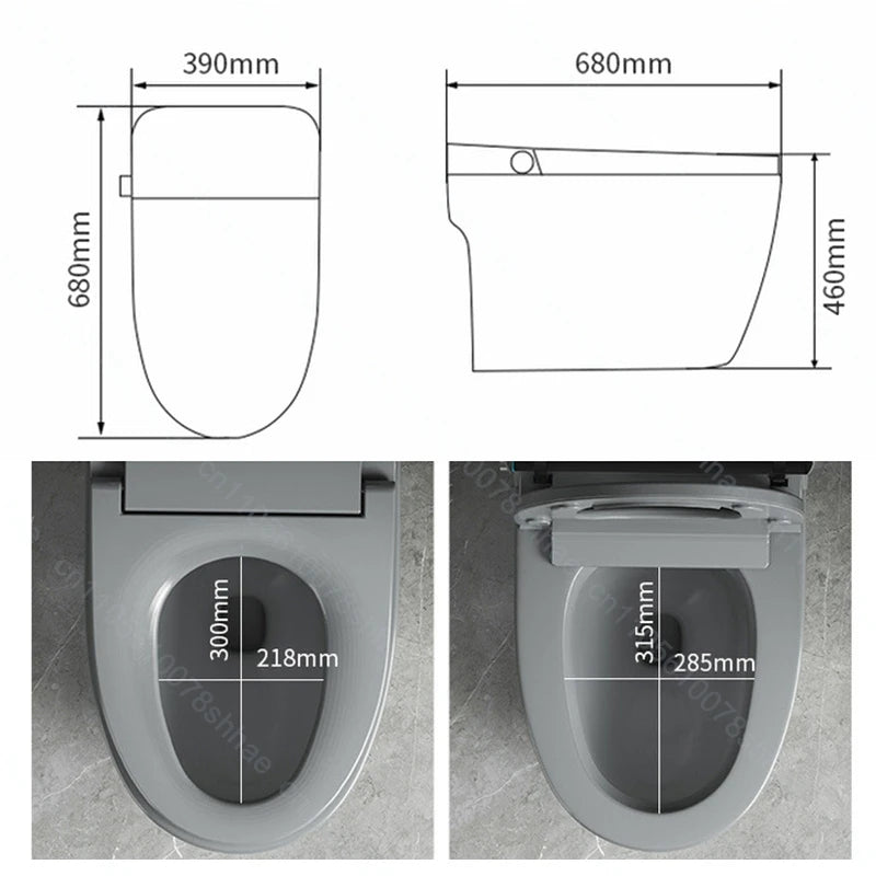 Smart Toilet Intelligent Bidet Seat with Heated Seat Foam Shield Automatic Lid  Self-Cleaning No Water Pressure Limit One Piece