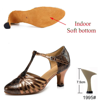 New Latin Shoes Salsa Tango Ballroom Party Women's Shoes Bronze High Heel Dance Sneakers Outdoor Fashion Women's Shoes On Sale