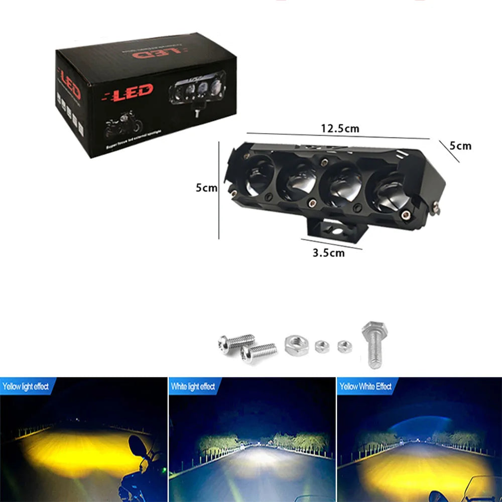 Motorcycle LED light Spotlight headlight lens Motorcycle Driving lights Spot Lamp yellow white High Low beam Moto Running Light