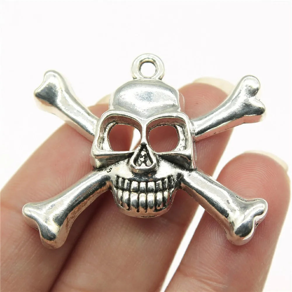 30Pcs/Bag 10 Styles Antique Silver Color Skull Skeleton Charms Pendant Diy Jewelry Accessories For Jewelry Making