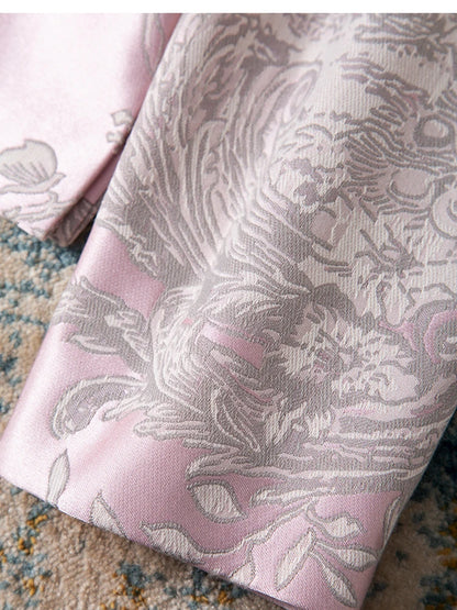 Luxury Beaded Pink Chinese Style Women's Top 2025 Loose Shoulder Embroidery Jacquard Elegant Fashion Blouse Outerwear