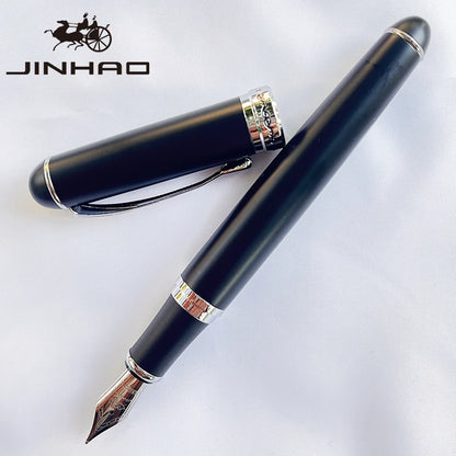 1 PCS Jinhao X750 Fountain Pen Set Medium Nib With Ink Converter Silver Trim Fancy gift calligraphy writing pen