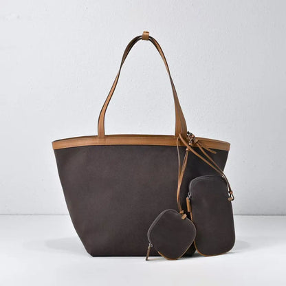 2025 new women's tote bag canvas   soft leather texture for commuting and daily wear, both sides can be used