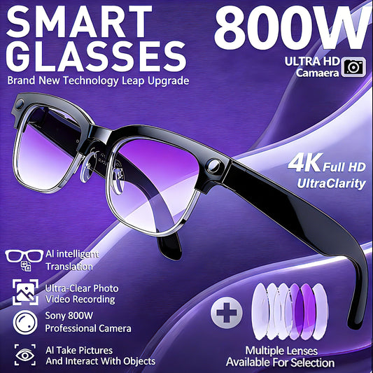 2026New 800W Pixel Camera Smart Glasses Men Video Recording AI Photo Recognition Bluetooth Call Voice Translation Sunglasses Man