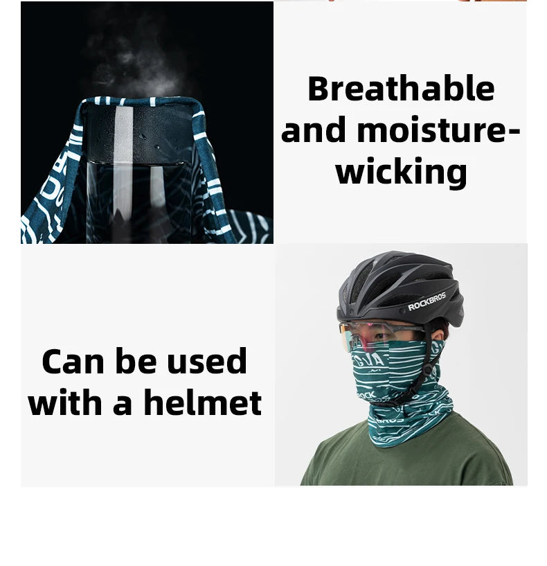 ROCKBROS Cycling Face Mask Sun Protection Hooded Scarfs Summter Breathable Bike Headband Motorcycle MTB Road Bicycle Headscarf