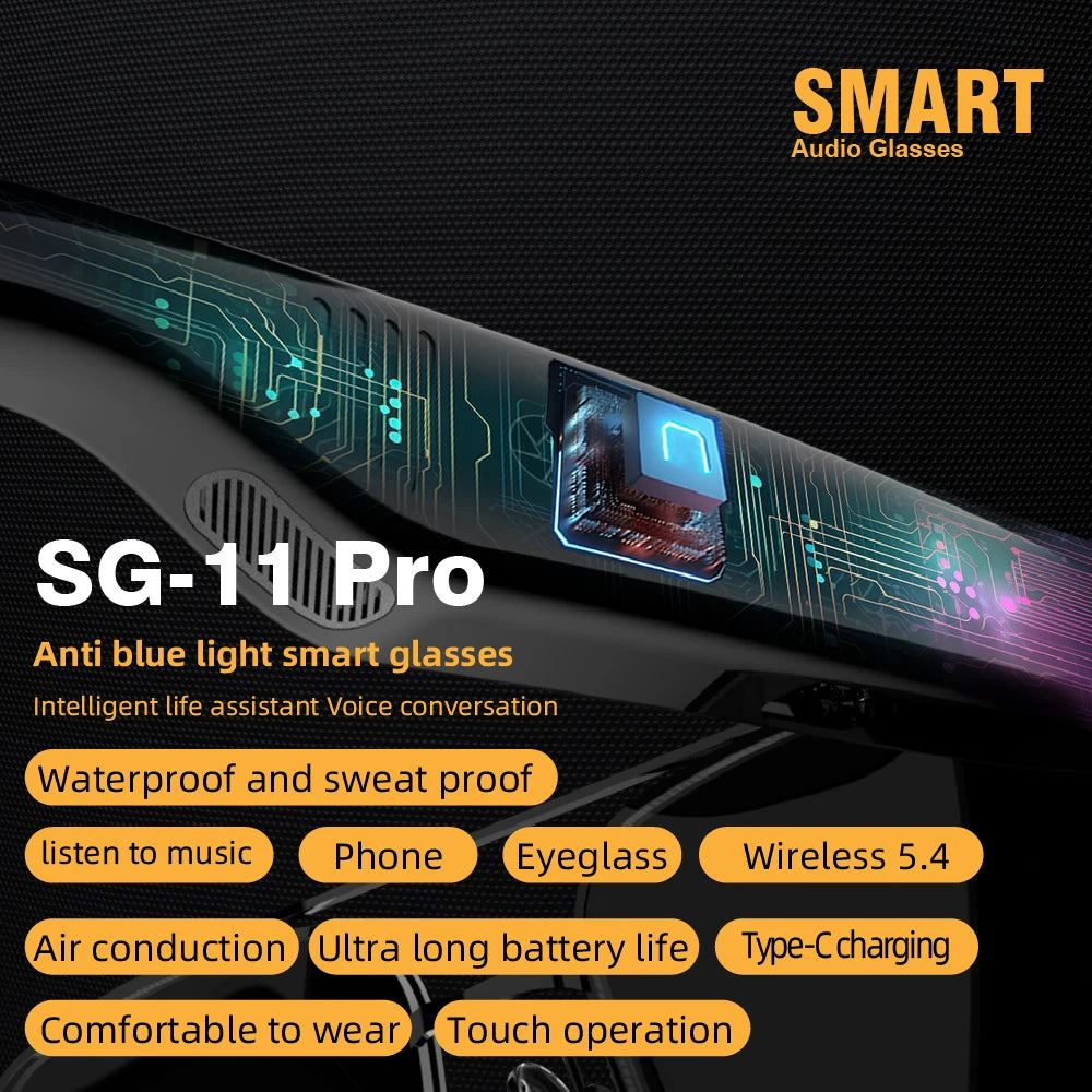 SG11 PRO Sunglasses Smart Wireless Bluetooth Glasses for Fashion Anti-Blue Light Glasses with Music Playback And Phone Answering