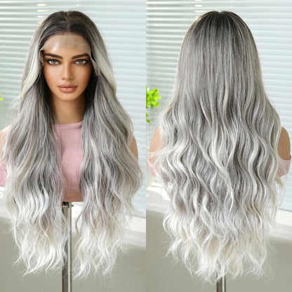 EASIHAIR Long Wavy HD Lace Front Synthetic Wigs for Women Natural Wave Blonde Wigs With Dark Roots 13*6 Lace Wigs Heat Resistant