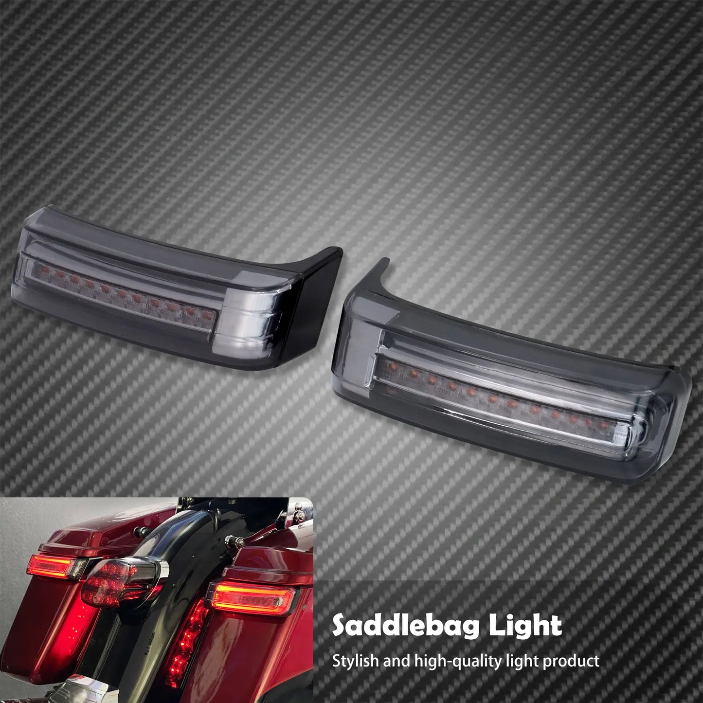 2xMotorcycle LED SaddleBag Turn Lamp Light Run Brake Light For Harley Touring Street Glide Road King FLHR Limited CVO 2014-2022