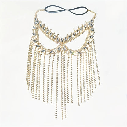 Luxury Rhinestone Tassel Mask Exaggerated Gorgeous Party Mask Halloween Fashion Crystal Face Accessory Holiday Gift
