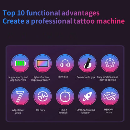 POPEIRONS Pro U Brave1.0 Wireless Tattoo Pen with Adjustable Stroke Tattoo Pen FM Cut Line and Fog