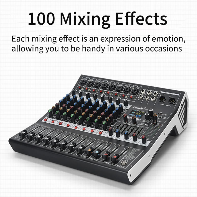 8/12 Channel Digital Mixer Audio Console 100 DSP Effects Bluetooth USB MP3 DJ Reverberation Sound Mixing Console