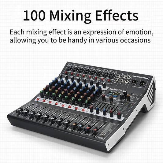 8/12 Channel Digital Mixer Audio Console 100 DSP Effects Bluetooth USB MP3 DJ Reverberation Sound Mixing Console