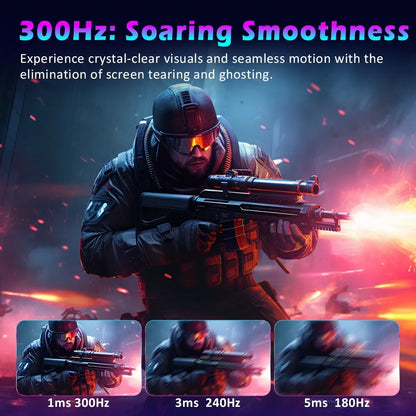 TITAN ARMY P2510HS 24.5" FHD Gaming Monitor, 300Hz Refresh Rate, 1ms GTG, CSOT Fast IPS Panel, HDR400, Adaptive Sync, 121% sRGB, Low Blue Light, PIP/PBP, Game Mode, VESA Mount Compatible for Esports Gaming