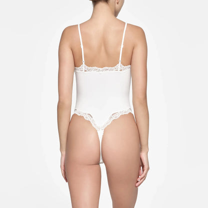 Women Lace Bodysuit Sexy Square Neck Sleeveless Cami High Leg Thong Bodysuit Body Suits Tank Tops Leotard Going Out