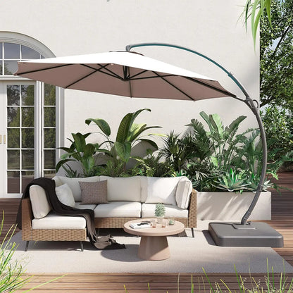 Outdoor Patio Umbrella, Curvy Cantilever Umbrella, Heavy Duty Offset Hanging Umbrella with 360° Rotation for, Customized